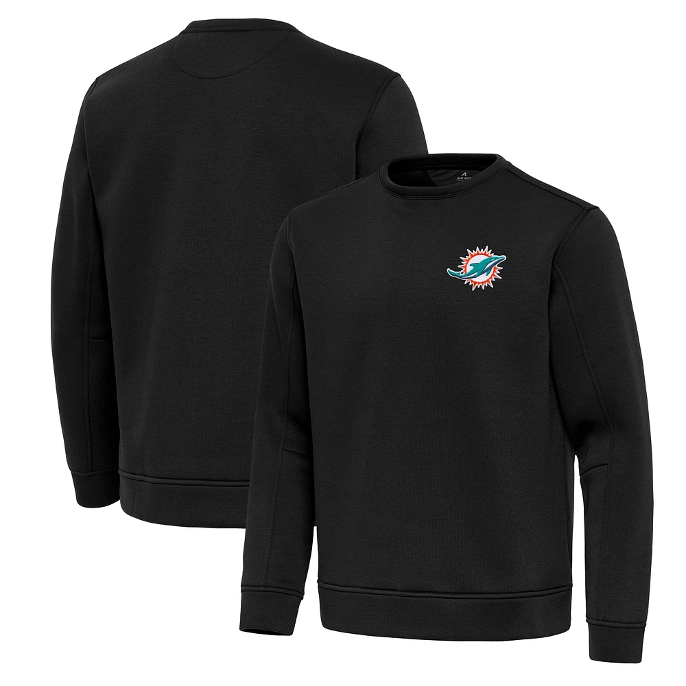 Men's Antigua Black Miami Dolphins Relevant Lightweight Pullover Sweatshirt