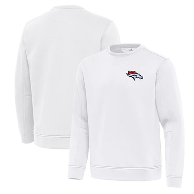 Men's Antigua White Denver Broncos Relevant Lightweight Pullover Sweatshirt