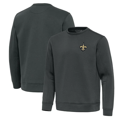 Men's Antigua Pewter New Orleans Saints Relevant Lightweight Pullover Sweatshirt
