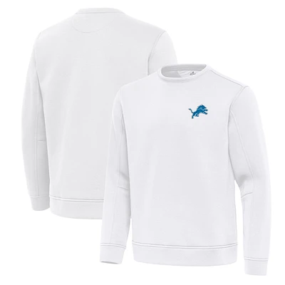 Men's Antigua White Detroit Lions Relevant Lightweight Pullover Sweatshirt