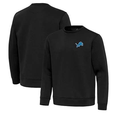 Men's Antigua Black Detroit Lions Relevant Lightweight Pullover Sweatshirt