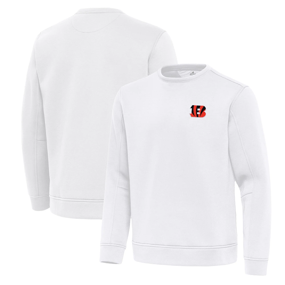 Men's Antigua White Cincinnati Bengals Relevant Lightweight Pullover Sweatshirt