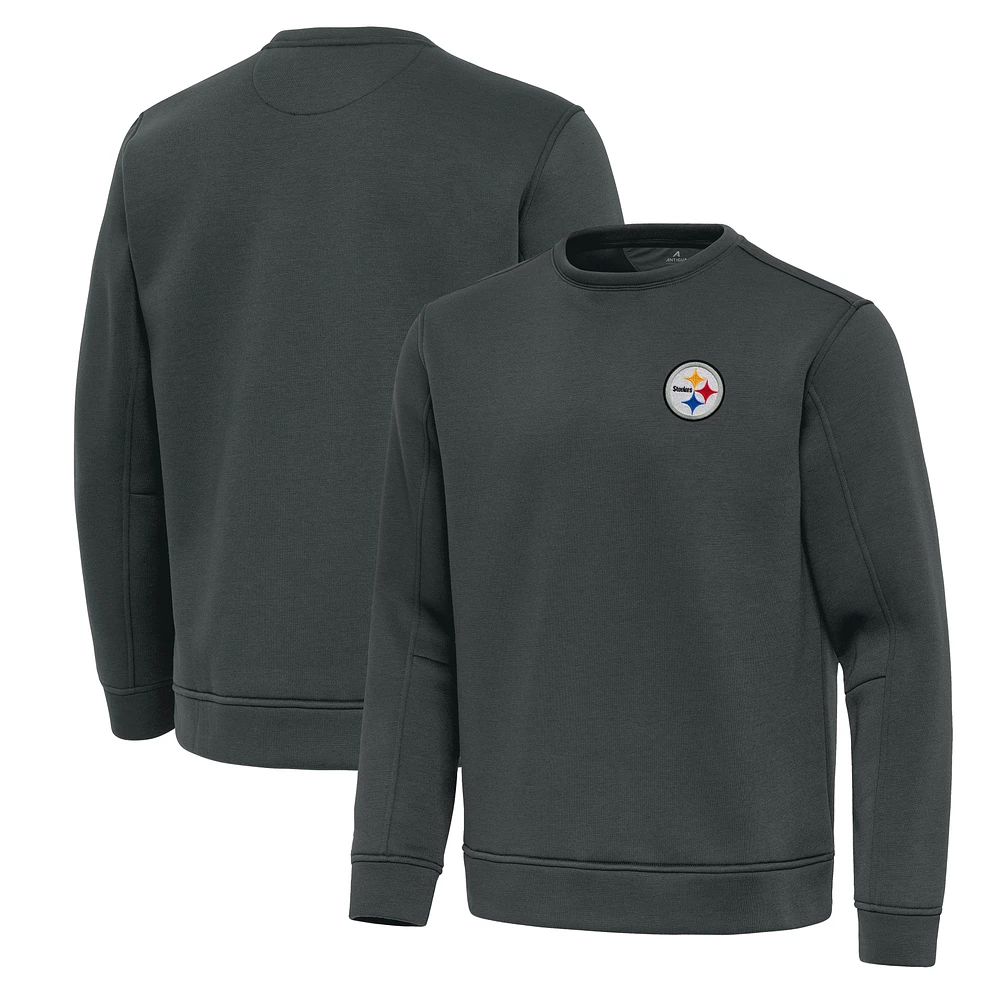 Men's Antigua Pewter Pittsburgh Steelers Relevant Lightweight Pullover Sweatshirt