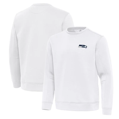 Men's Antigua White Seattle Seahawks Relevant Lightweight Pullover Sweatshirt