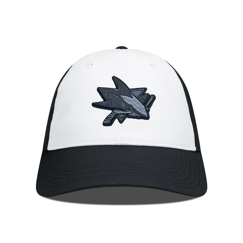 Men's Levelwear Black/White San Jose Sharks Endure Nightfall Blackout Patch Unstructured Flex Hat