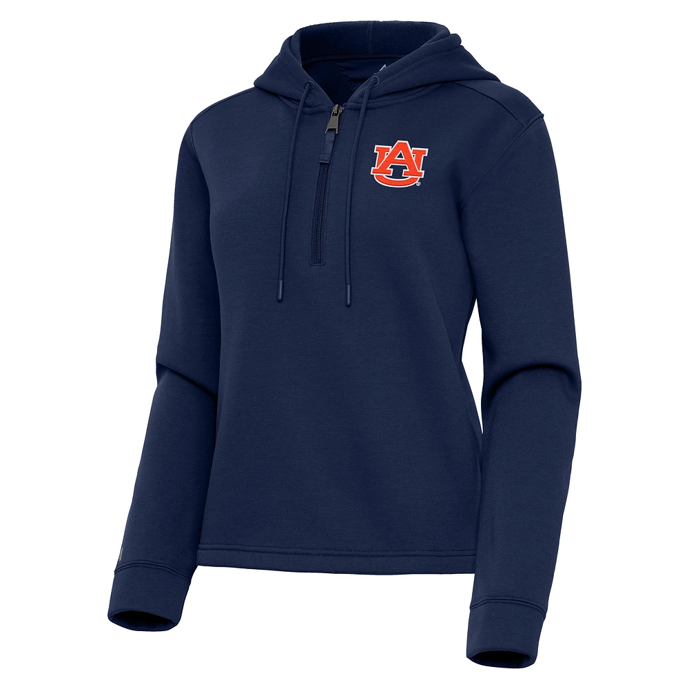 Women's Antigua Navy Auburn Tigers Contemporary Quarter-Zip Hoodie
