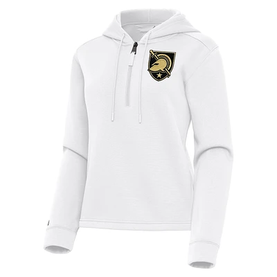 Women's Antigua White Army Black Knights Contemporary Quarter-Zip Hoodie