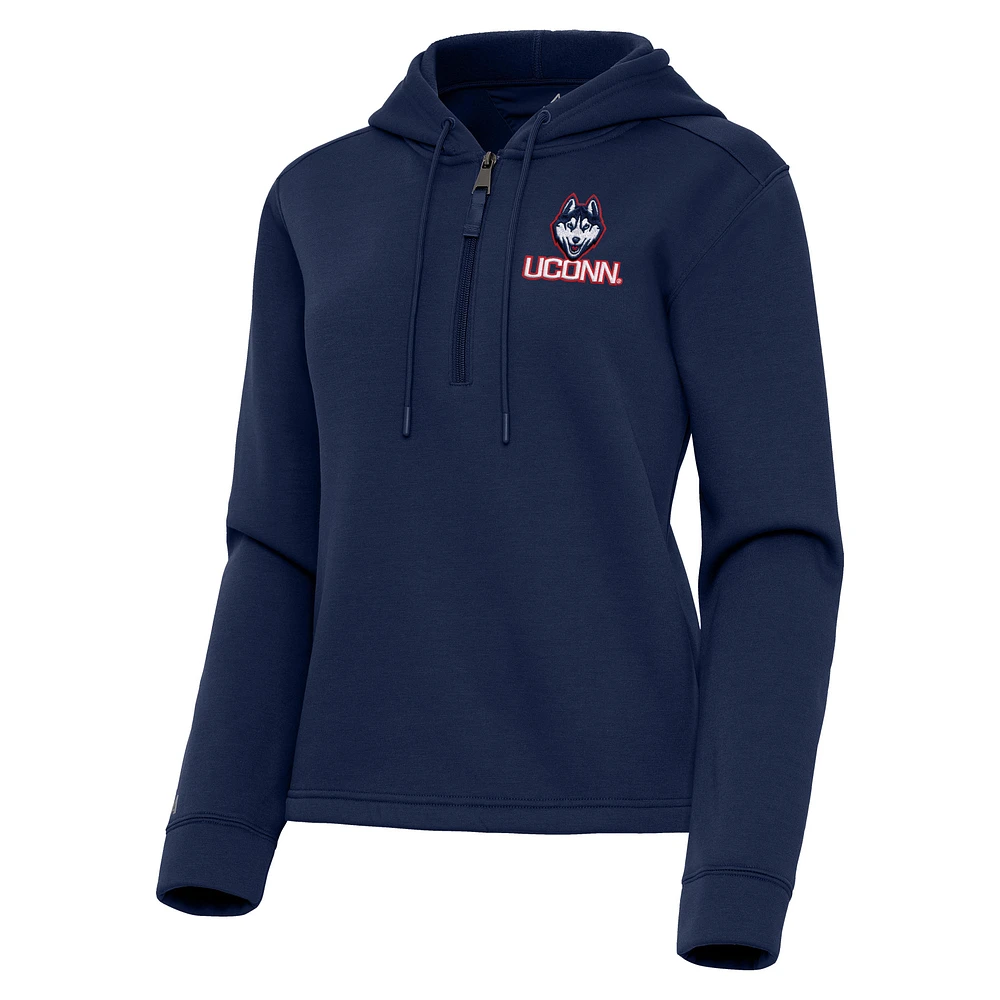 Women's Antigua Navy UConn Huskies Contemporary Quarter-Zip Hoodie