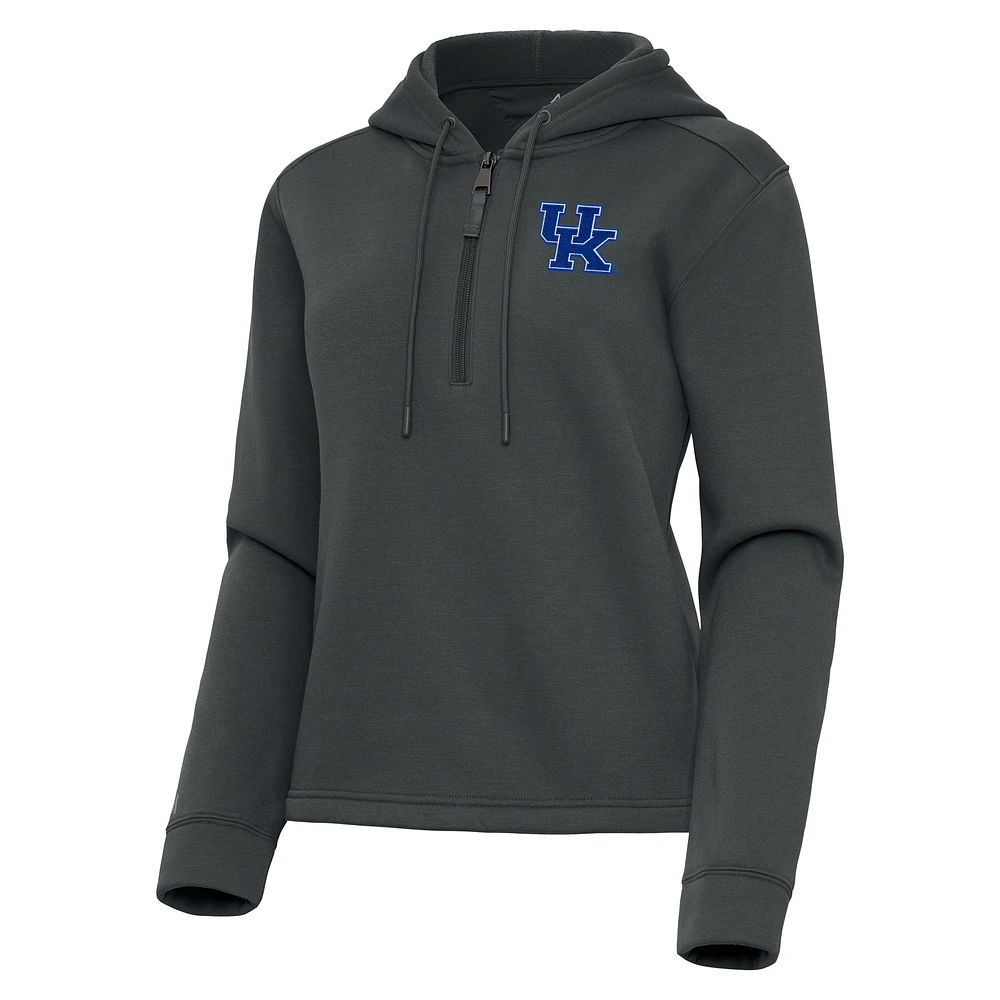 Women's Antigua Pewter Kentucky Wildcats Contemporary Quarter-Zip Hoodie