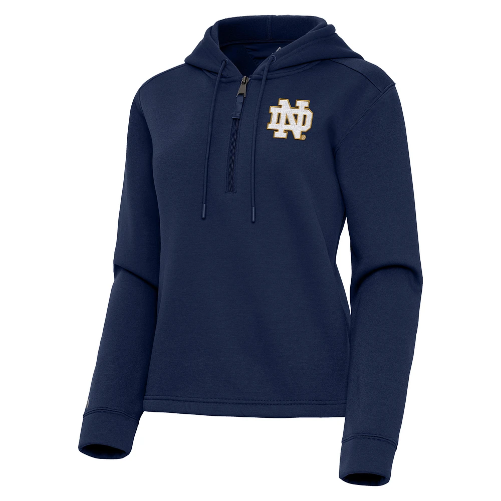 Women's Antigua Navy Notre Dame Fighting Irish Contemporary Quarter-Zip Hoodie