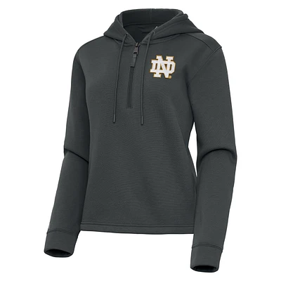 Women's Antigua Pewter Notre Dame Fighting Irish Contemporary Quarter-Zip Hoodie