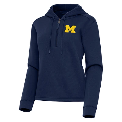Women's Antigua  Navy Michigan Wolverines Contemporary Quarter-Zip Hoodie