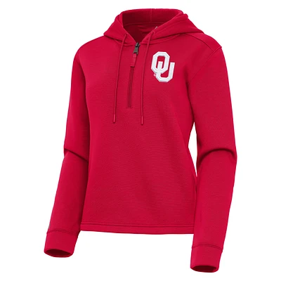 Women's Antigua Oklahoma Sooners Contemporary Quarter-Zip Hoodie