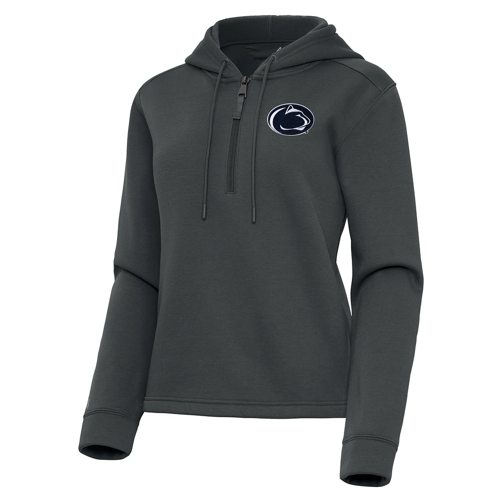 Women's Antigua Pewter Penn State Nittany Lions Contemporary Quarter-Zip Hoodie