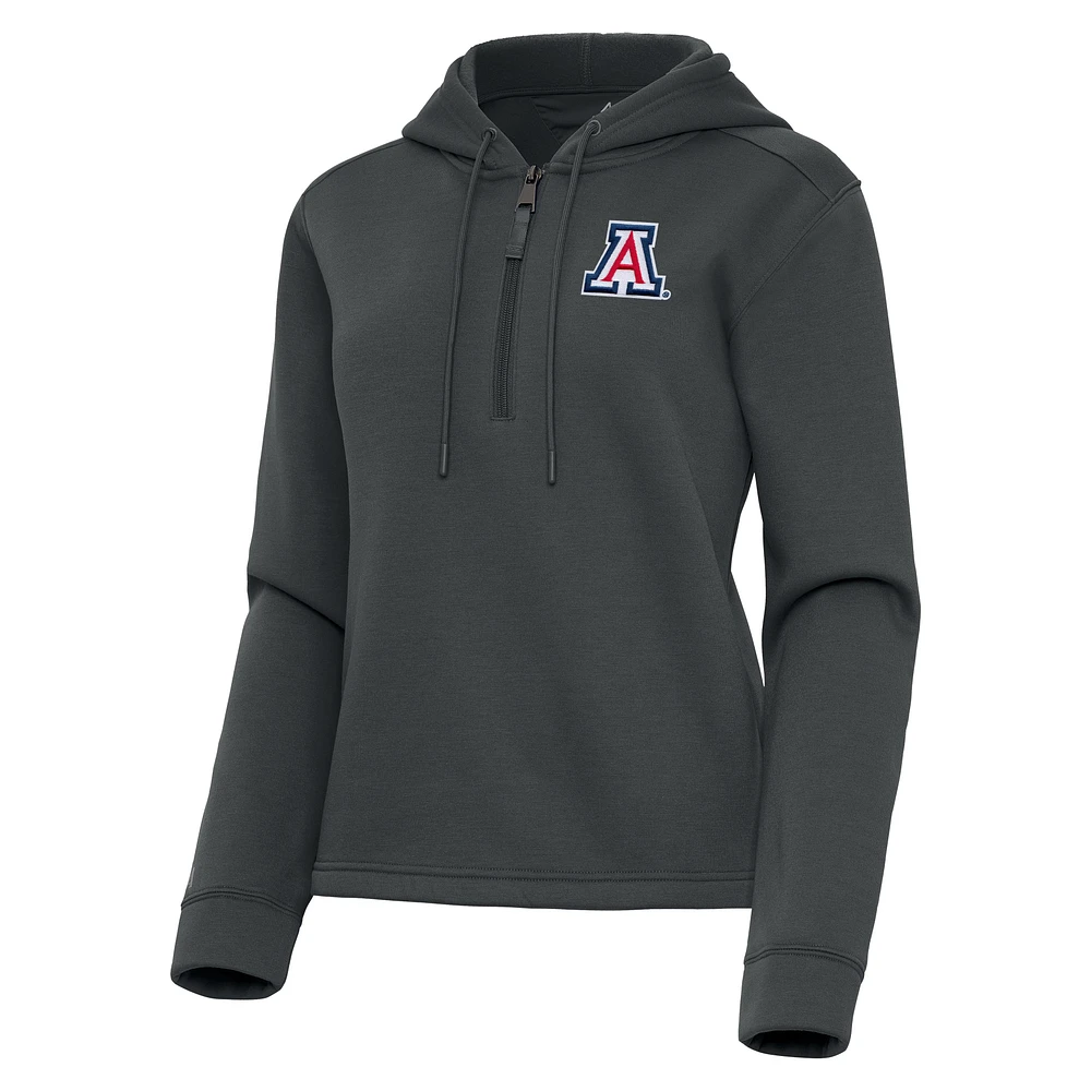 Women's Antigua Pewter Arizona Wildcats Contemporary Quarter-Zip Hoodie