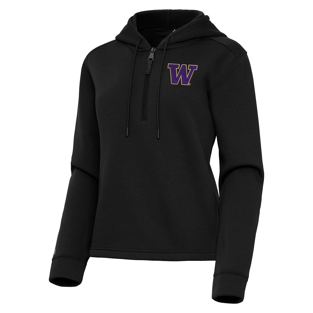 Women's Antigua Washington Huskies Contemporary Quarter-Zip Hoodie