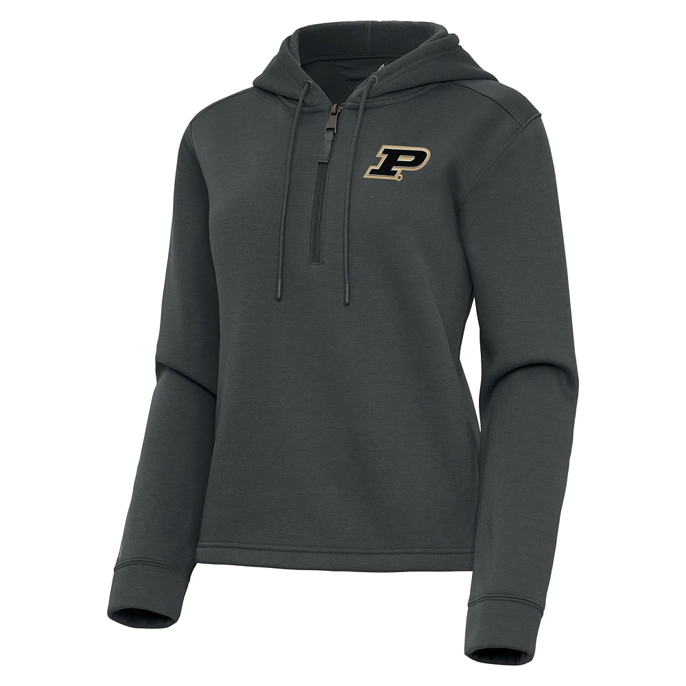 Women's Antigua Pewter Purdue Boilermakers Contemporary Quarter-Zip Hoodie