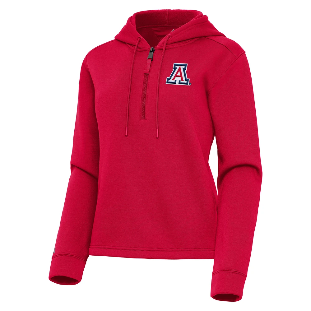 Women's Antigua Arizona Wildcats Contemporary Quarter-Zip Hoodie