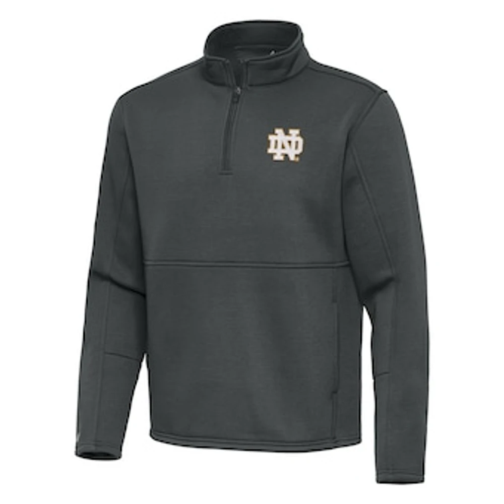 Men's Antigua Pewter Notre Dame Fighting Irish Twist Quarter-Zip Pullover Jacket