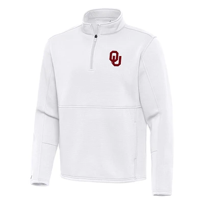 Men's Antigua White Oklahoma Sooners Twist Quarter-Zip Pullover Jacket