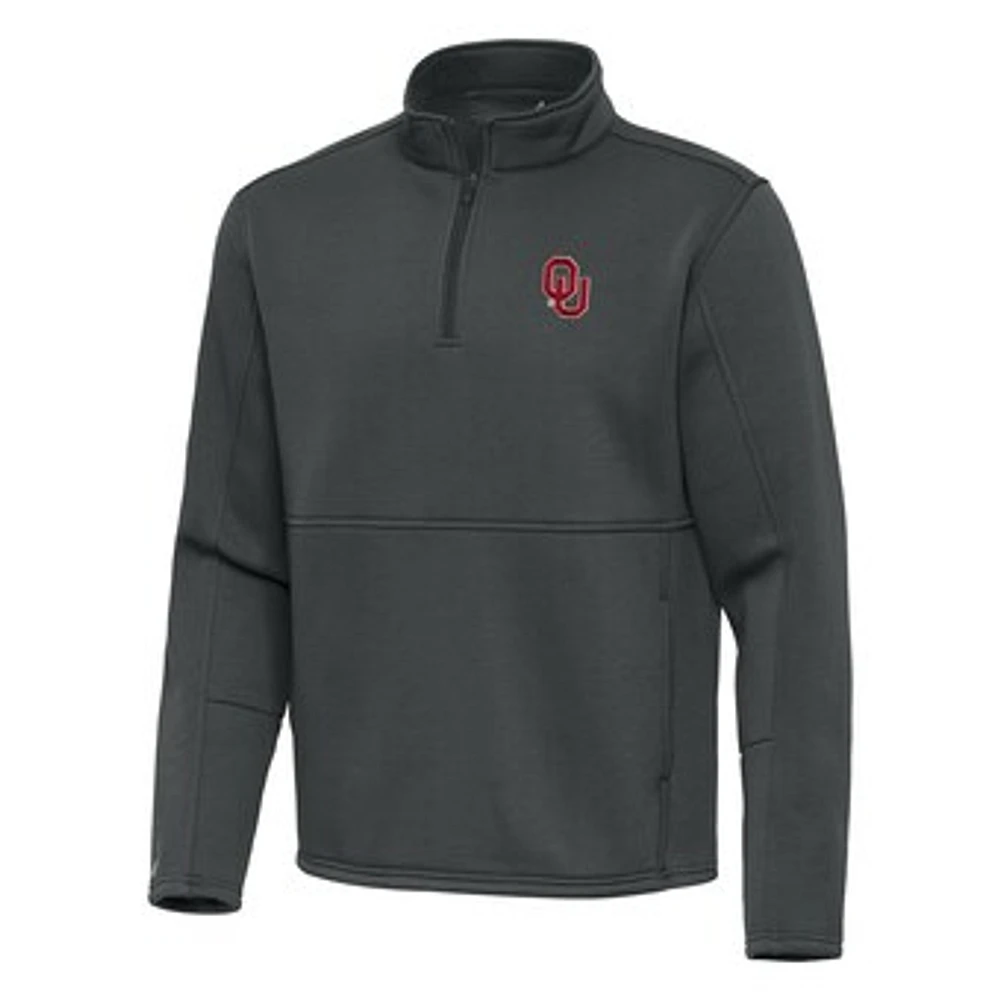 Men's Antigua Pewter Oklahoma Sooners Twist Quarter-Zip Pullover Jacket