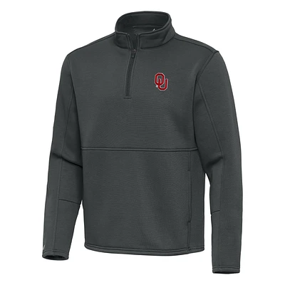 Men's Antigua Pewter Oklahoma Sooners Twist Quarter-Zip Pullover Jacket