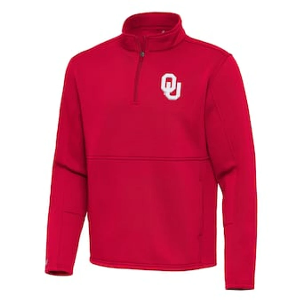 Men's Antigua Crimson Oklahoma Sooners Twist Quarter-Zip Pullover Jacket