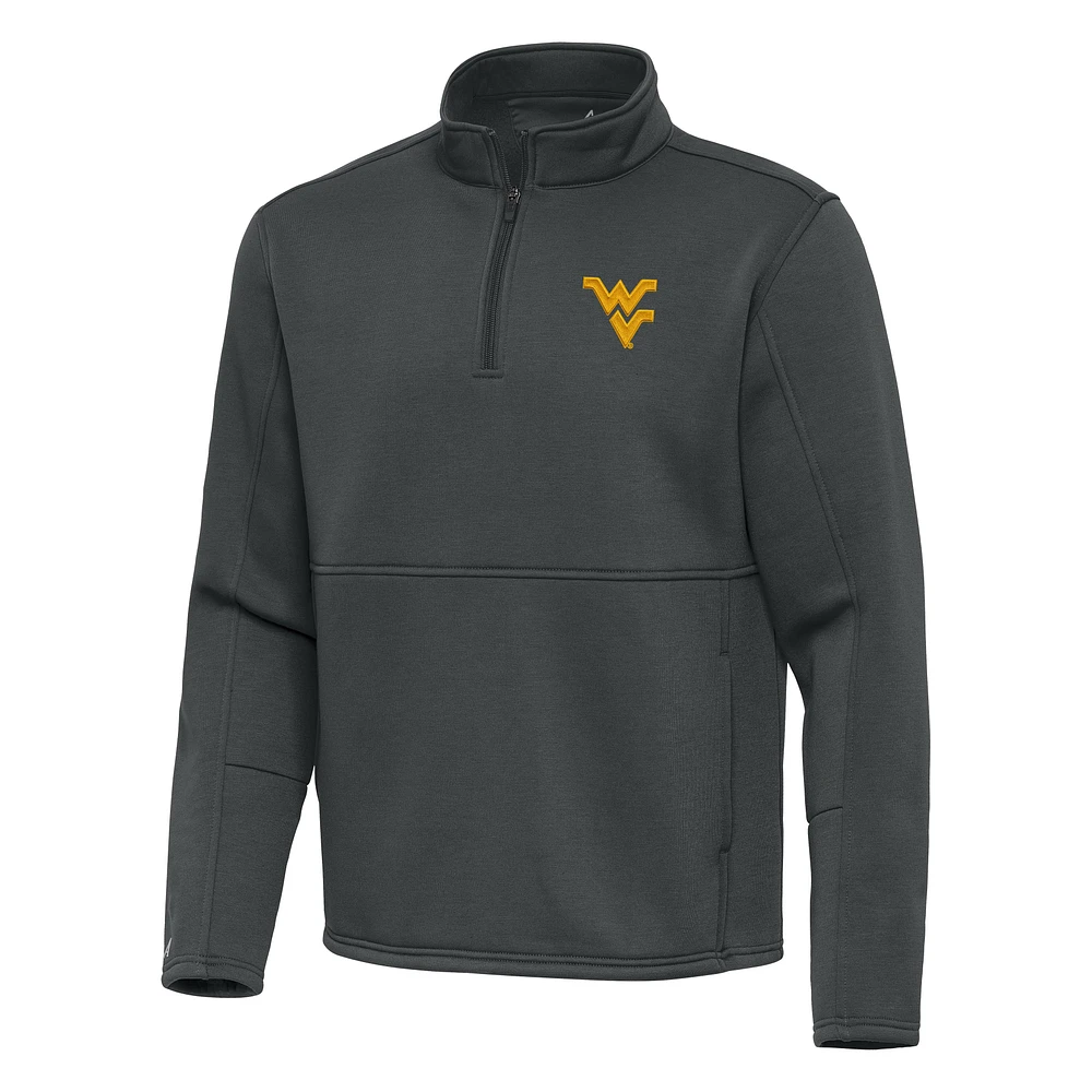 Men's Antigua Pewter West Virginia Mountaineers Twist Quarter-Zip Pullover Jacket