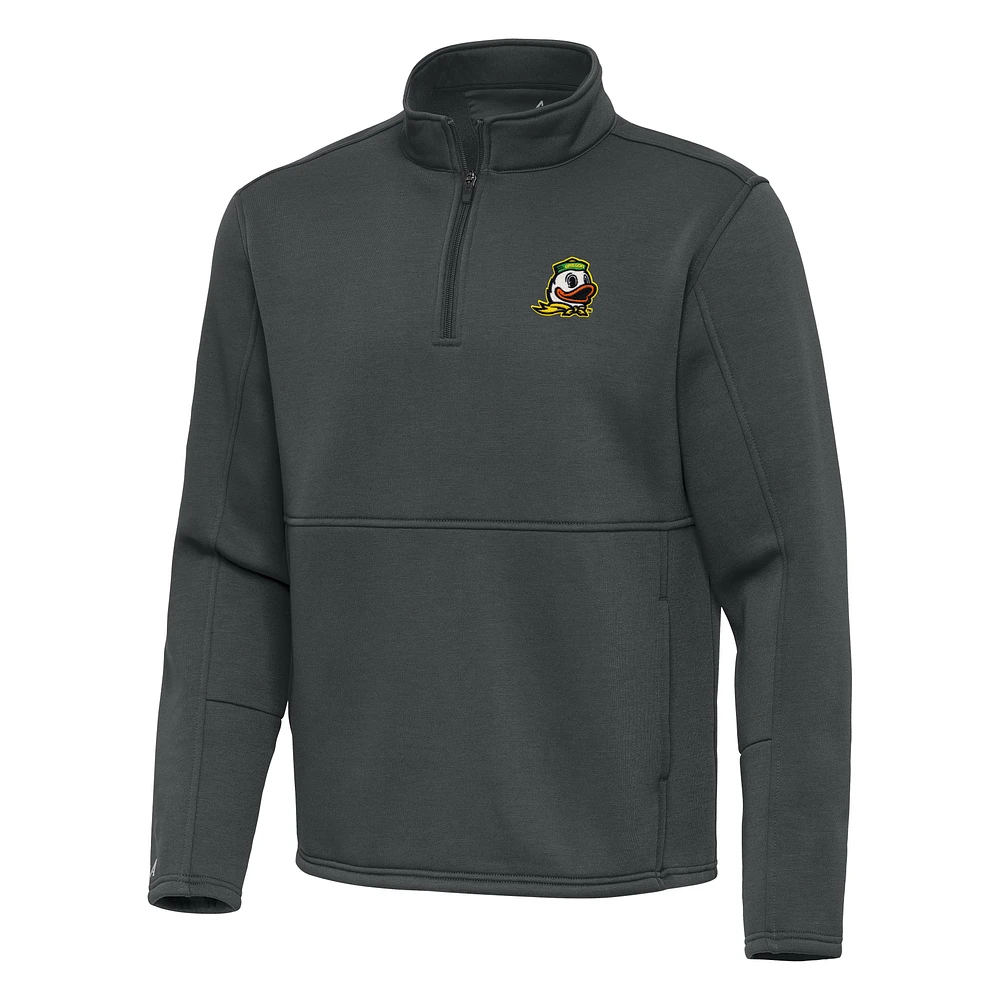 Men's Antigua Pewter Oregon Ducks Twist Quarter-Zip Pullover Jacket