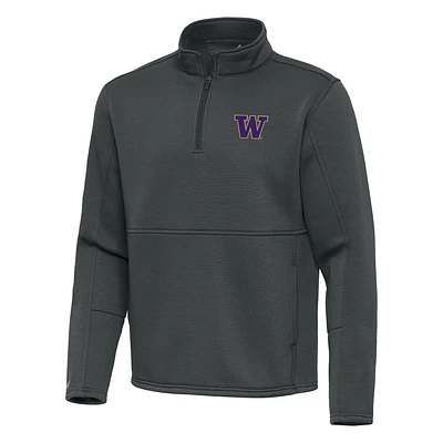 Men's Antigua Pewter Washington Huskies Twist Quarter-Zip Pullover Jacket