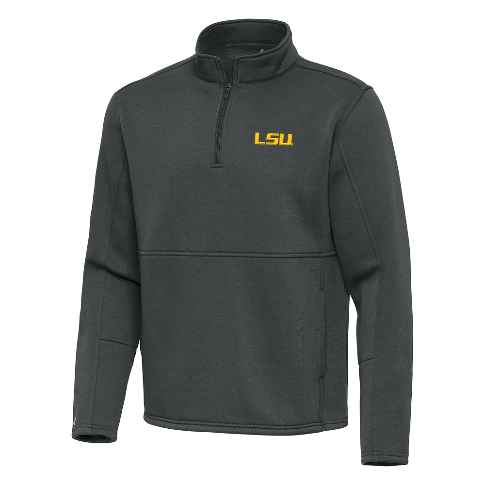 Men's Antigua Pewter LSU Tigers Twist Quarter-Zip Pullover Jacket