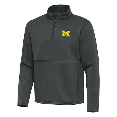 Men's Antigua Pewter Michigan Wolverines Twist Quarter-Zip Pullover Jacket