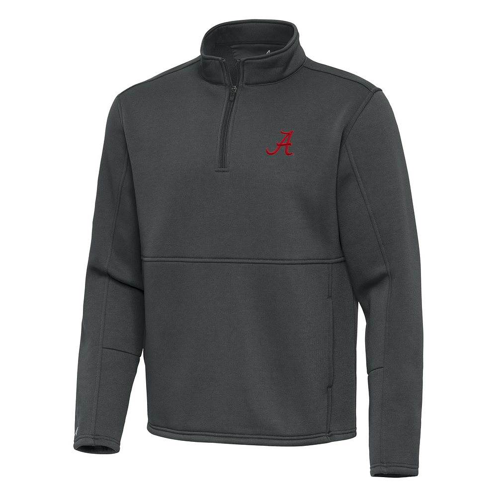 Men's Antigua Pewter Alabama Crimson Tide Twist Quarter-Zip Pullover Jacket