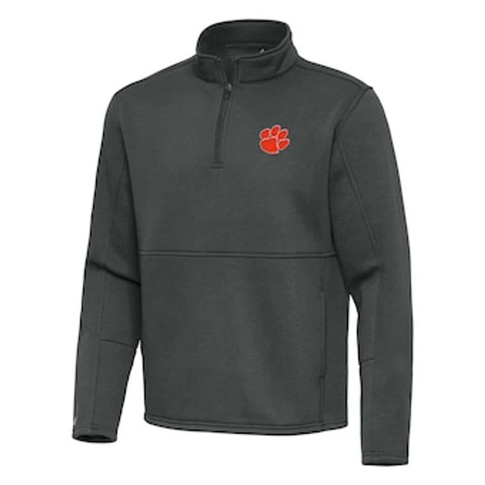 Men's Antigua Pewter Clemson Tigers Twist Quarter-Zip Pullover Jacket