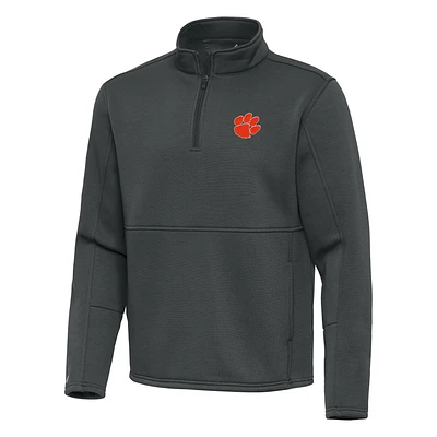 Men's Antigua Pewter Clemson Tigers Twist Quarter-Zip Pullover Jacket