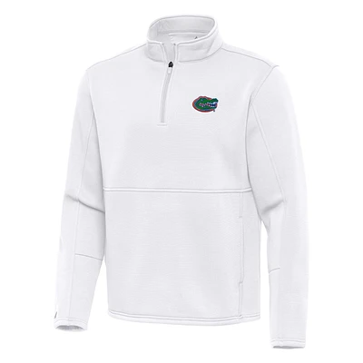 Men's Antigua White Florida Gators Twist Quarter-Zip Pullover Jacket