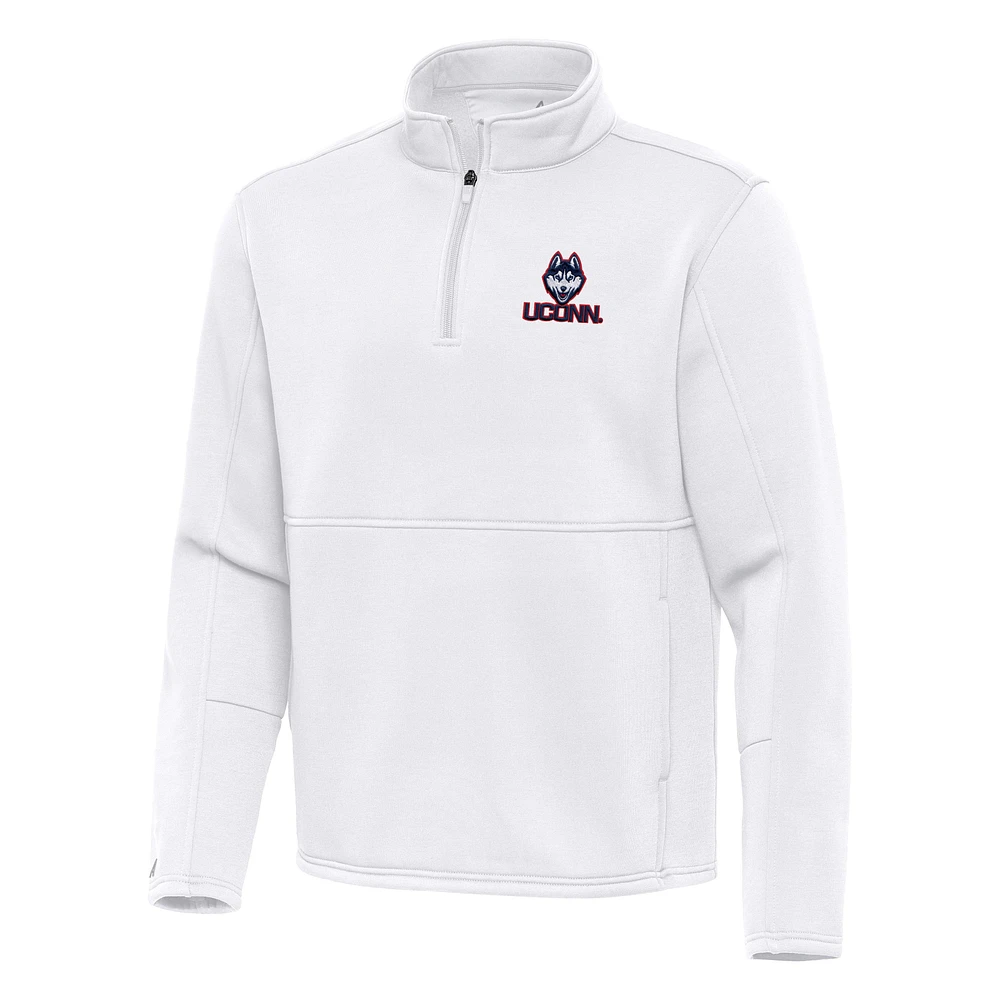Men's Antigua White UConn Huskies Twist Quarter-Zip Pullover Jacket