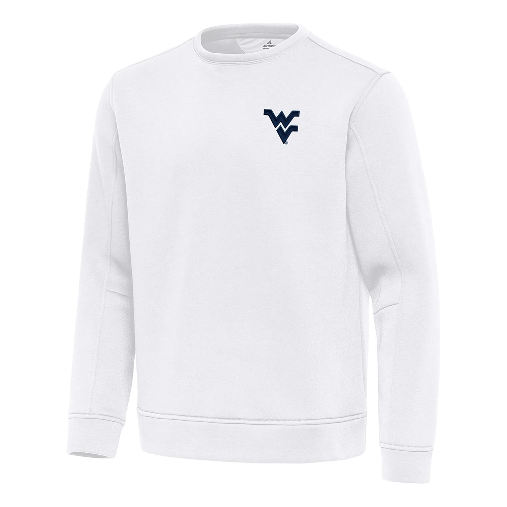 Men's Antigua White West Virginia Mountaineers Relevant Lightweight Pullover Sweatshirt