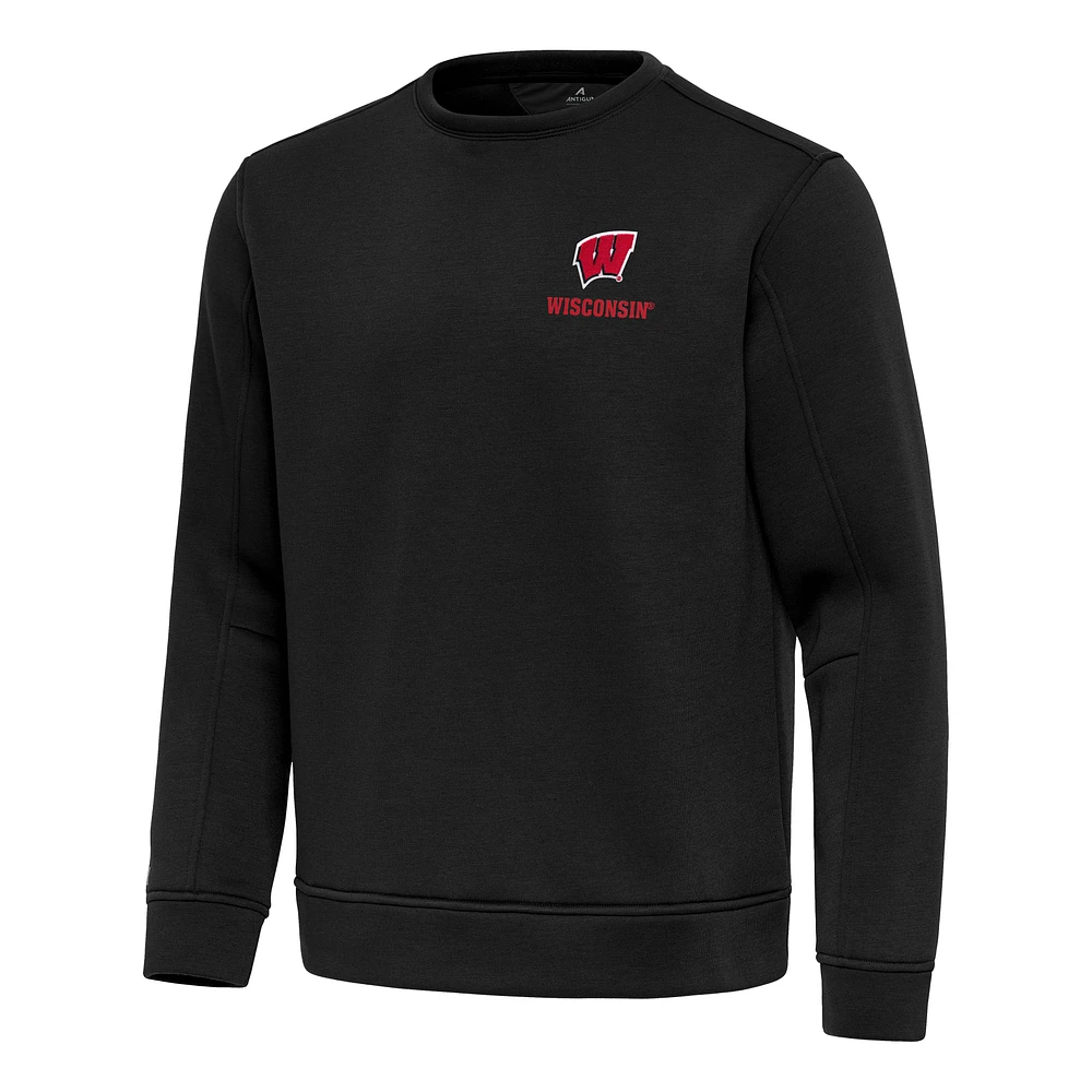 Men's Antigua Black Wisconsin Badgers Relevant Lightweight Pullover Sweatshirt