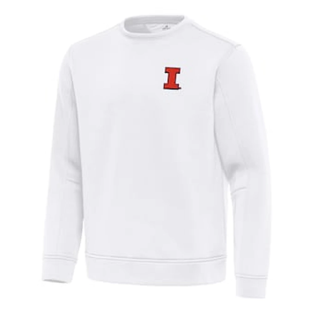 Men's Antigua White Illinois Fighting Illini Relevant Lightweight Pullover Sweatshirt