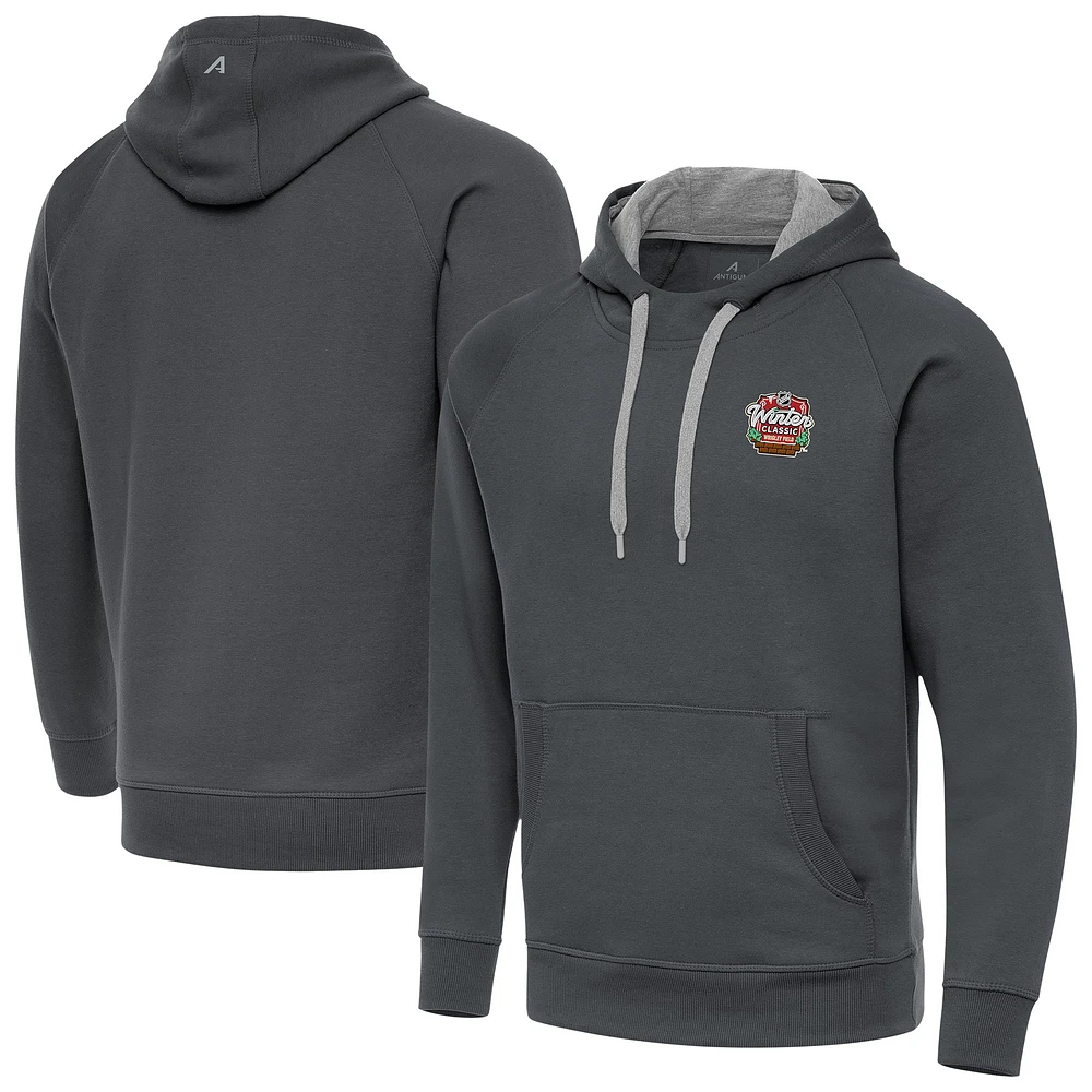 Men's Antigua Charcoal 2025 NHL Winter Classic Victory Pullover Hoodie