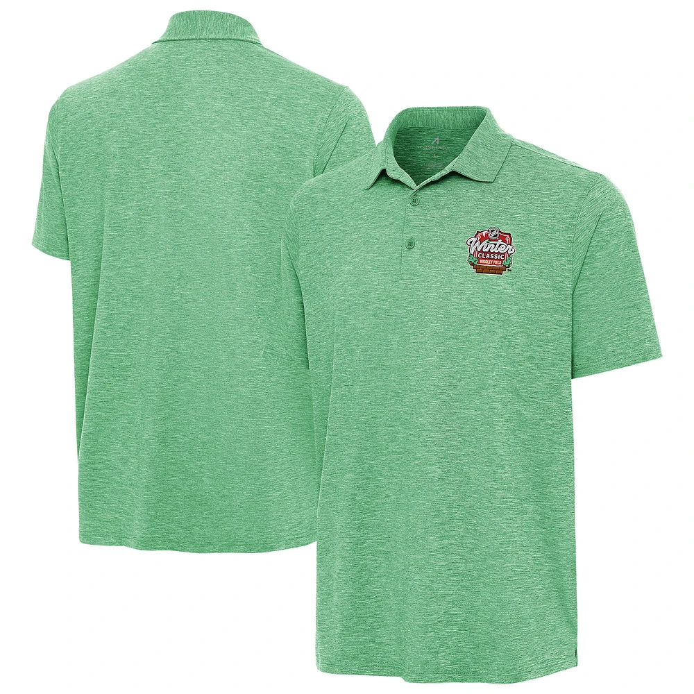 Men's Antigua Heather Kelly Green NHL Events Par 3 Polo