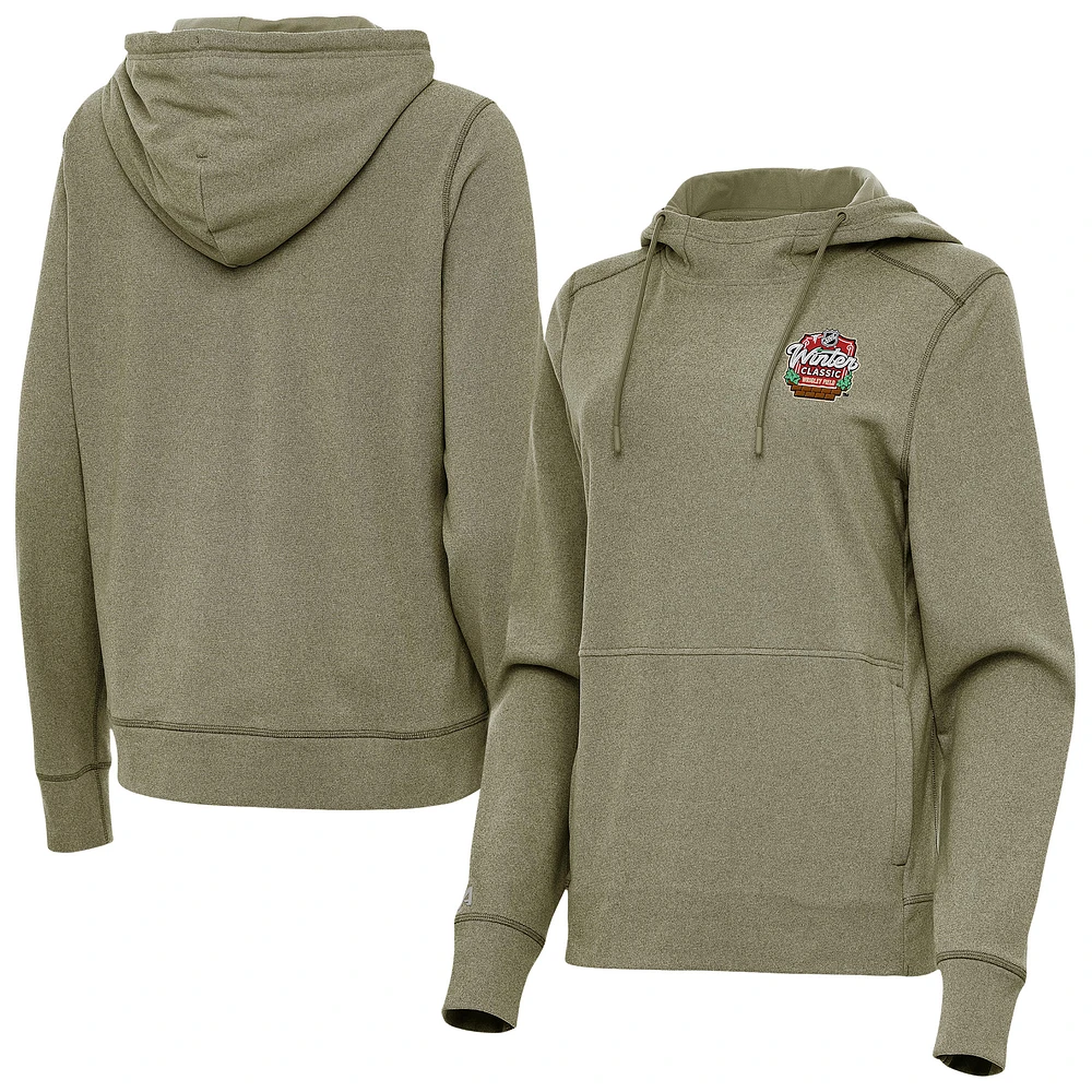 Women's Antigua Olive 2025 NHL Winter Classic Wrigley Field Justice Pullover Hoodie