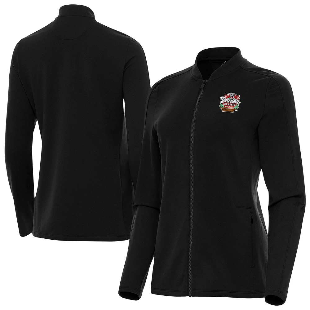 Women's Antigua Black NHL 2025 Winter Classic Continual Full-Zip Jacket