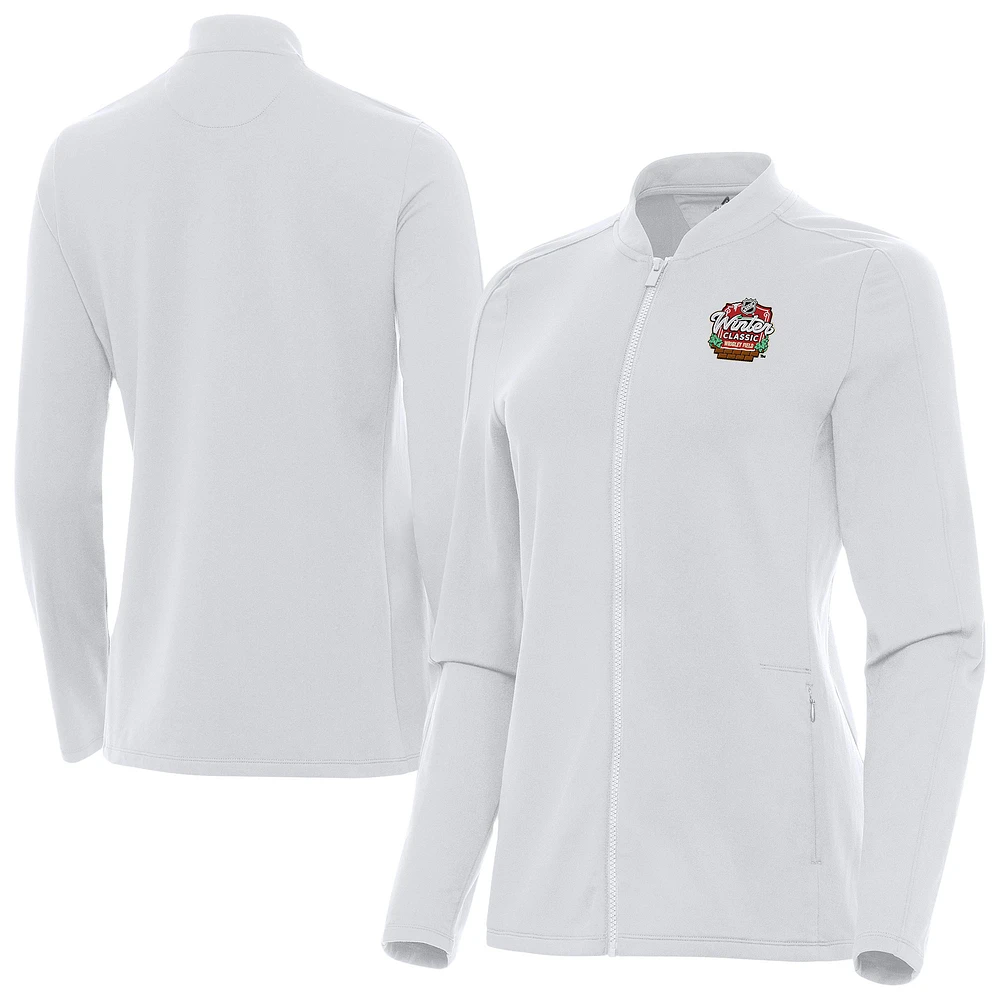 Women's Antigua White NHL 2025 Winter Classic Continual Full-Zip Jacket