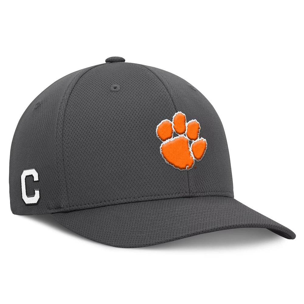 Men's Top of the World Charcoal Clemson Tigers Reflex Logo Flex Hat