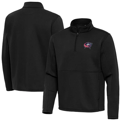 Men's Antigua Black Columbus Blue Jackets Twist Quarter-Zip Pullover Jacket