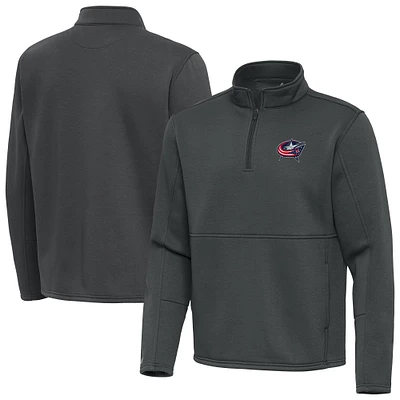 Men's Antigua Silver Columbus Blue Jackets Twist Quarter-Zip Pullover Jacket