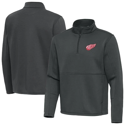 Men's Antigua Pewter Detroit Red Wings Twist Quarter-Zip Pullover Jacket