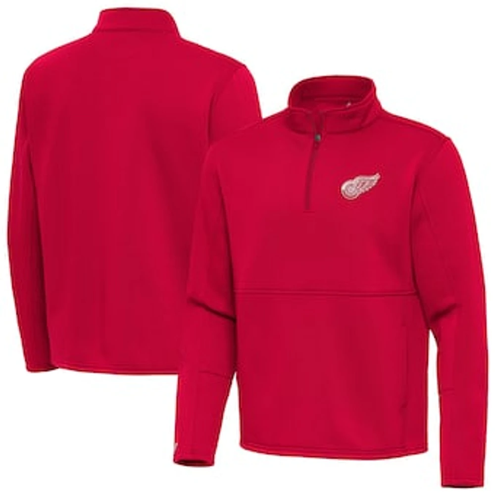 Men's Antigua Red Detroit Wings Twist Quarter-Zip Pullover Jacket